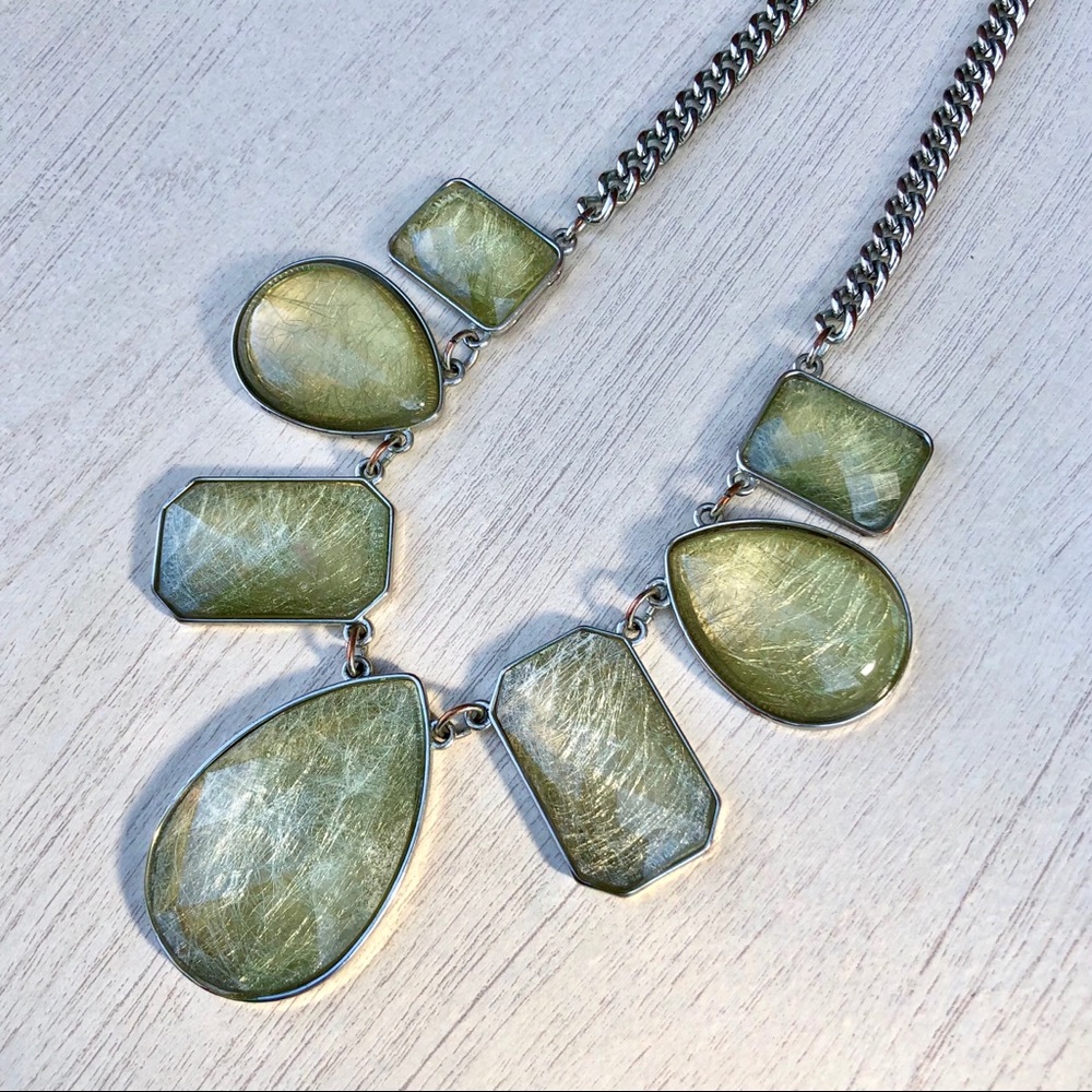 Large Neutral Gem Statement Necklace - image 6